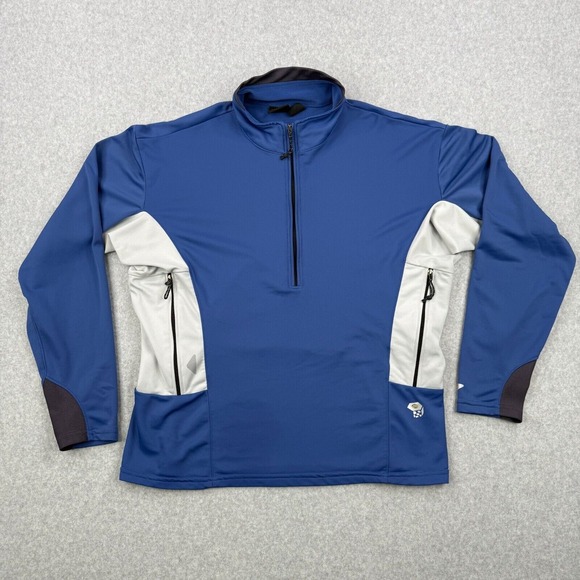 Mountain Hardwear Sweater‎ Mens Large Blue Half Zip Stretch Outdoors Made In USA - Picture 1 of 12